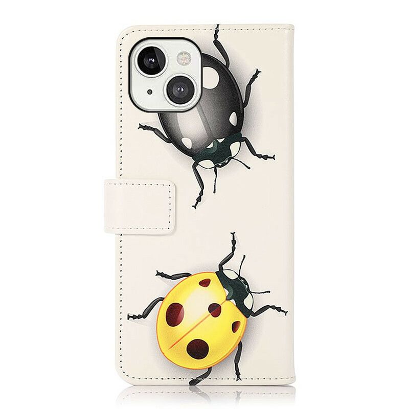 Leren Hoesje iPhone 13 Lieveheersbeestjes Bescherming Hoesje