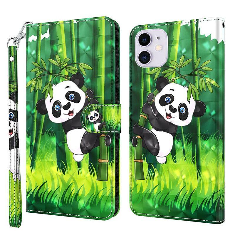 Leren Hoesje iPhone 13 Panda En Bamboe Bescherming Hoesje