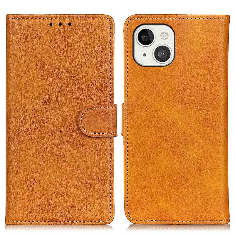 Leren Hoesje iPhone 13 Retro Mat Leereffect Bescherming Hoesje