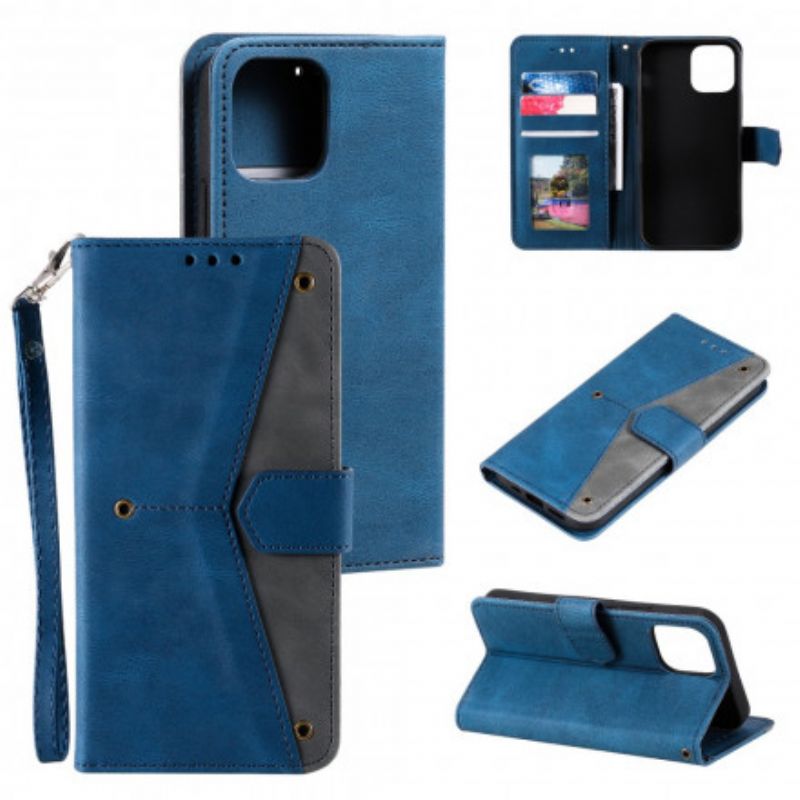 Leren Hoesje iPhone 13 Skin-touch Naden