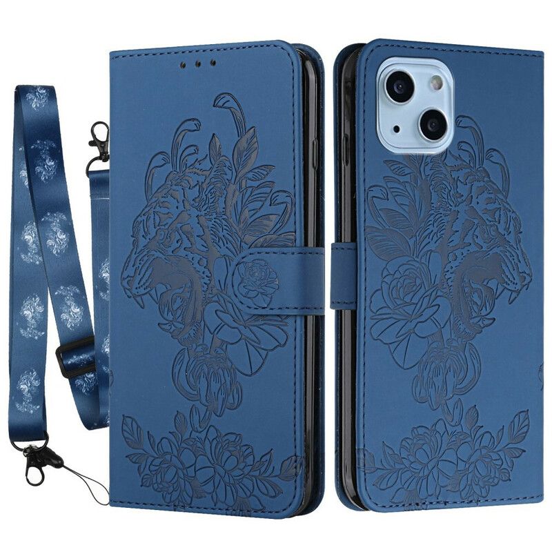 Leren Hoesje iPhone 13 Tijger Barok Band