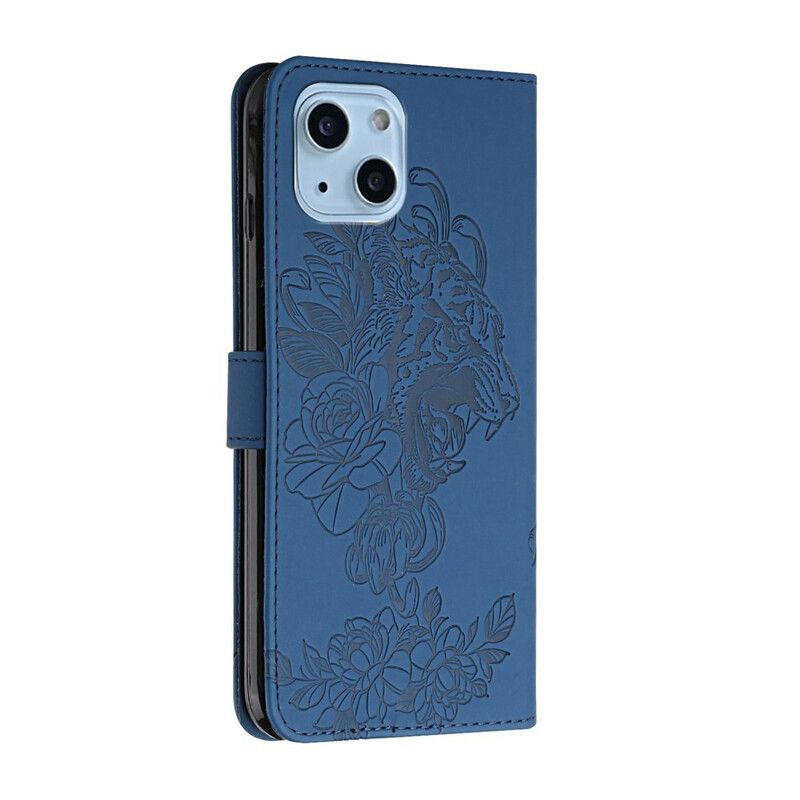 Leren Hoesje iPhone 13 Tijger Barok Band