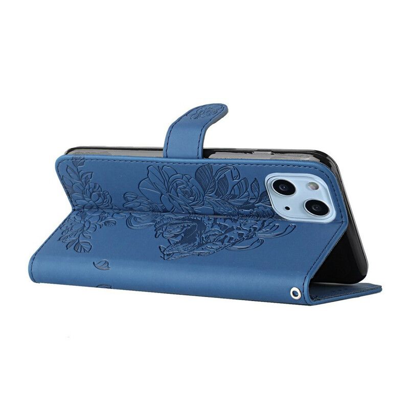 Leren Hoesje iPhone 13 Tijger Barok Band