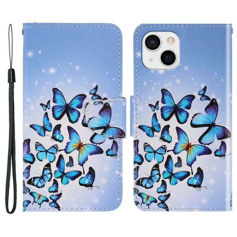 Leren Hoesje iPhone 13 Vlinders Band Variaties Bescherming Hoesje