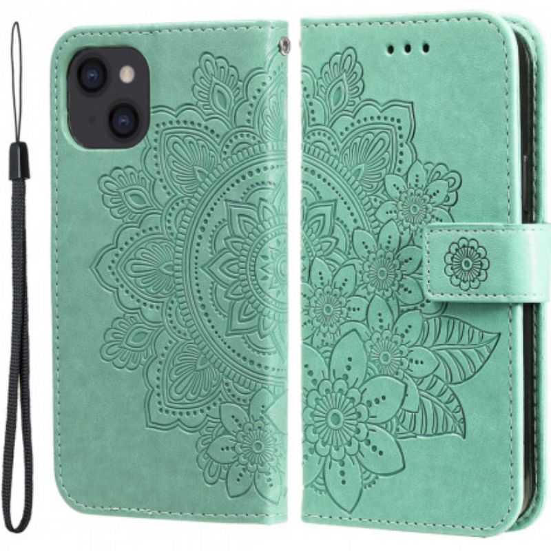 Leren Hoesje Voor iPhone 13 Bloemenprint