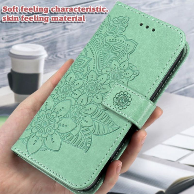 Leren Hoesje Voor iPhone 13 Bloemenprint