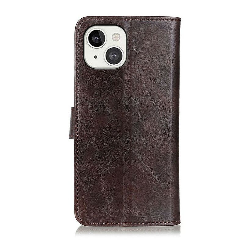 Leren Hoesje Voor iPhone 13 Driekleurig Vintage Leereffect