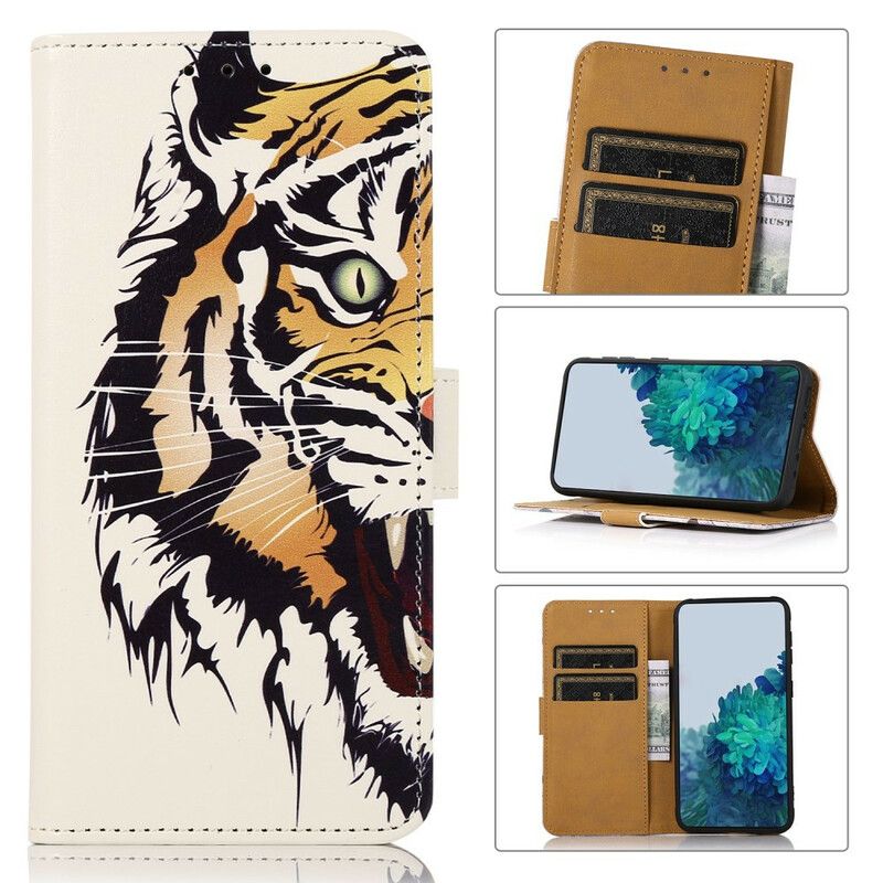 Leren Hoesje Voor iPhone 13 Fierce Tiger