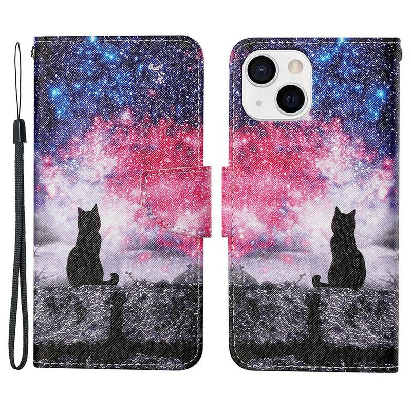 Leren Hoesje Voor iPhone 13 Kat In De Lucht