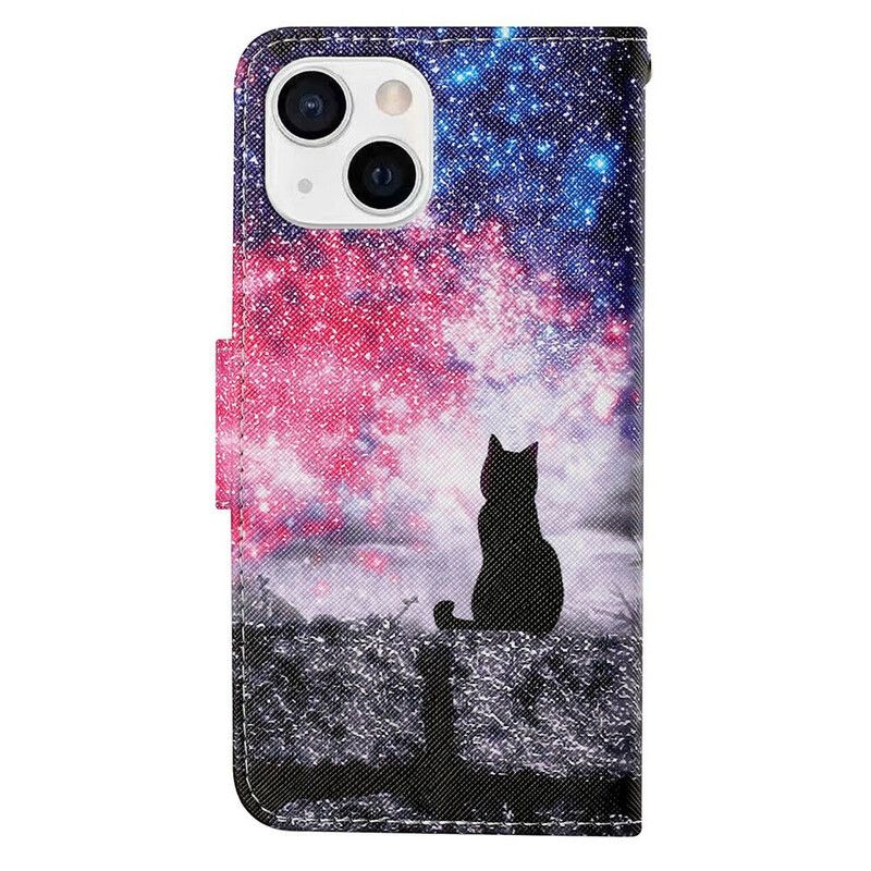 Leren Hoesje Voor iPhone 13 Kat In De Lucht