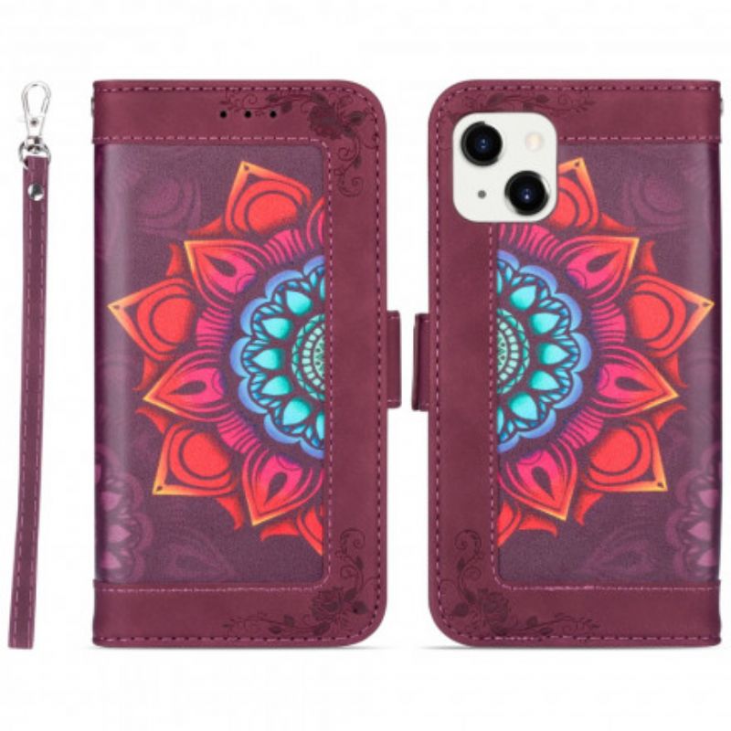 Leren Hoesje Voor iPhone 13 Mandala Band Decoratie