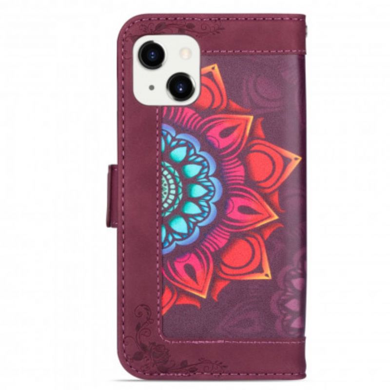 Leren Hoesje Voor iPhone 13 Mandala Band Decoratie