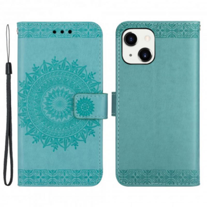 Leren Hoesje Voor iPhone 13 Mandala Select Met Riem