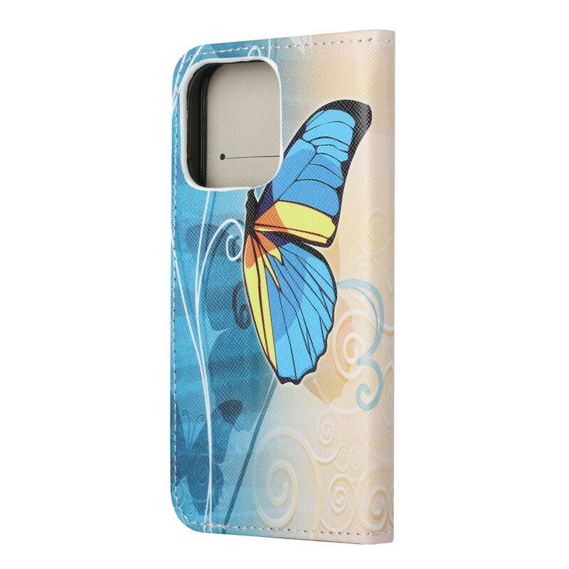 Leren Hoesje Voor iPhone 13 Vlinders