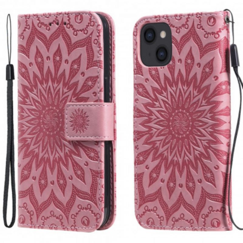 Leren Hoesje Voor iPhone 13 Zonnebloem