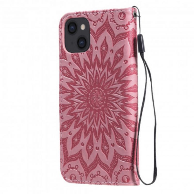 Leren Hoesje Voor iPhone 13 Zonnebloem