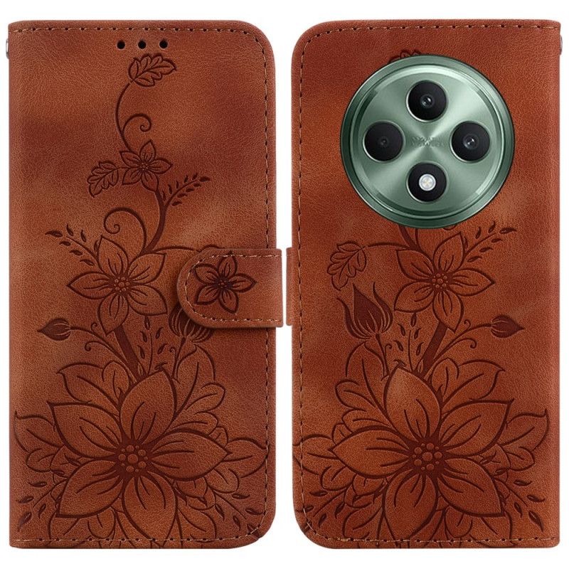 Flip Case Leren Oppo Reno 12f 5g Leliebloemen