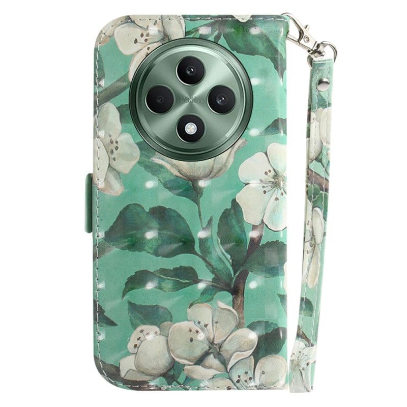 Folio-hoesje Oppo Reno 12f 5g Aquarelbloemen Met Riempje