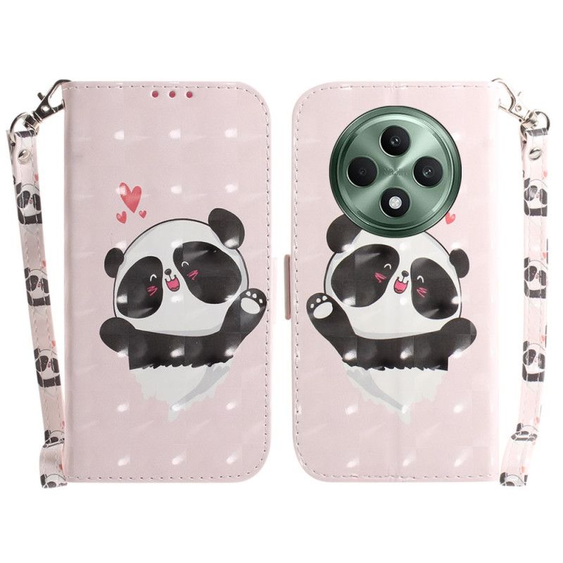 Folio-hoesje Oppo Reno 12f 5g Telefoonhoesje Panda Love Met Riempje