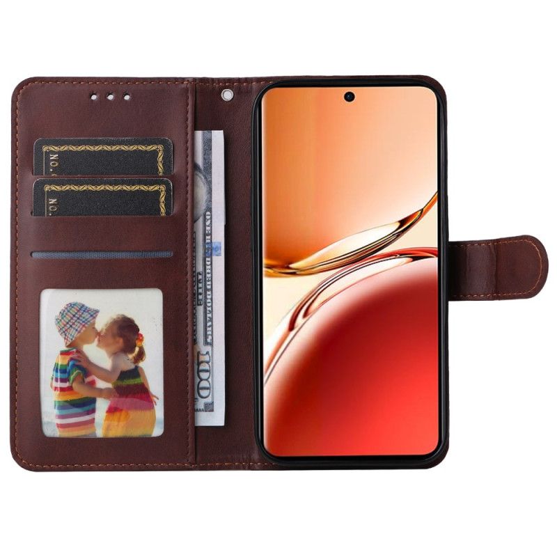 Leren Hoesje Voor Oppo Reno 12f 5g Effen Kunstleer Met Riem