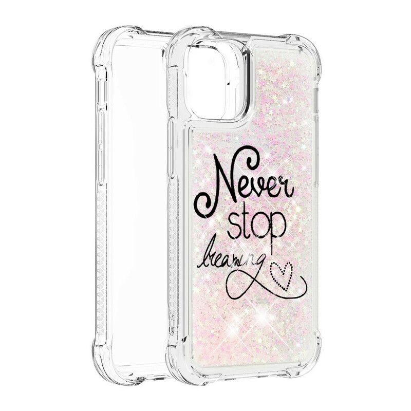 Case Hoesje iPhone 13 Pro Max Telefoonhoesje Stop Nooit Met Dromen Glitter