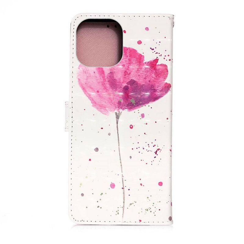 Flip Case Leren iPhone 13 Pro Max Poppy Aquarel