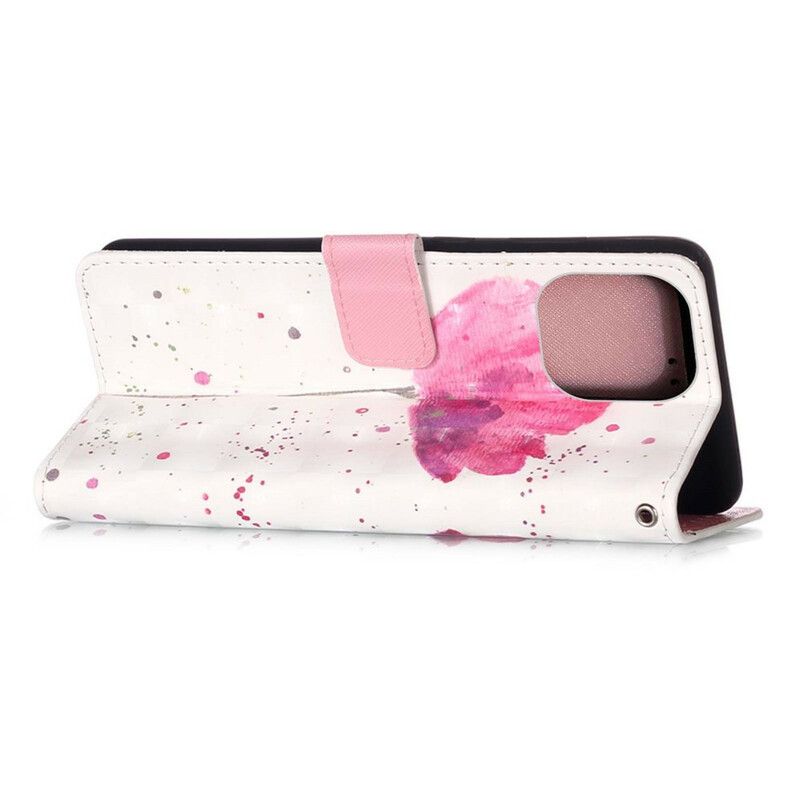 Flip Case Leren iPhone 13 Pro Max Poppy Aquarel