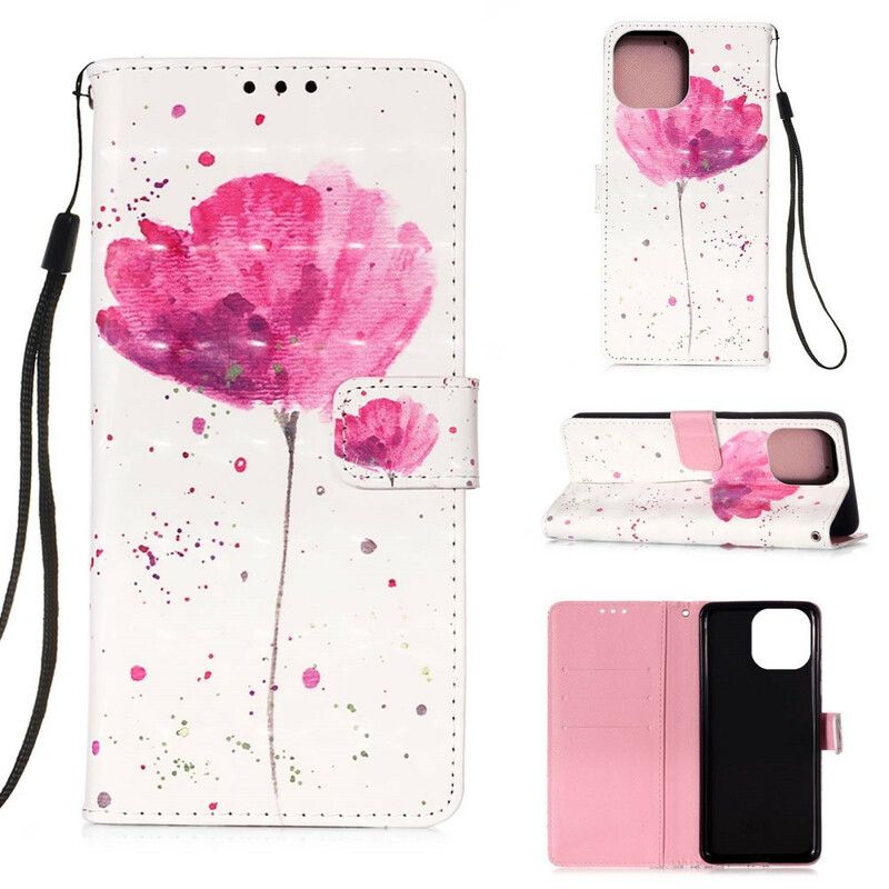 Flip Case Leren iPhone 13 Pro Max Poppy Aquarel