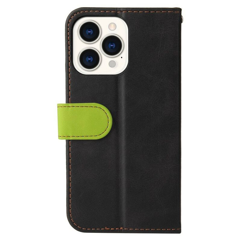 Flip Case Leren iPhone 13 Pro Max Tweekleurig Kunstleer