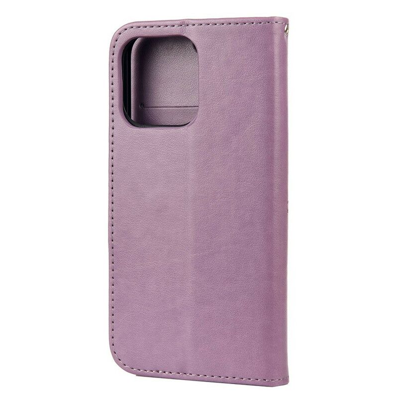 Flip Case Leren iPhone 13 Pro Max Vlinders In De Wind