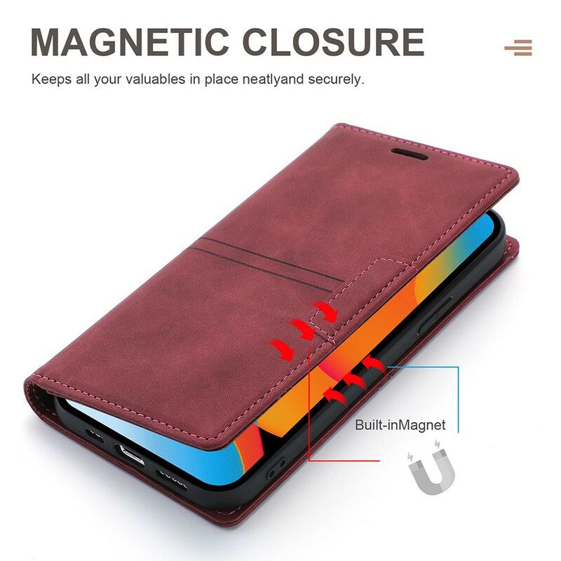 Folio-hoesje iPhone 13 Pro Max Stijl Lederen Stiksels Magnetische Sluiting Bescherming Hoesje