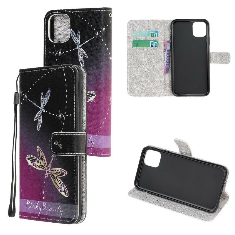 Folio-hoesje iPhone 13 Pro Max Strappy Libellen