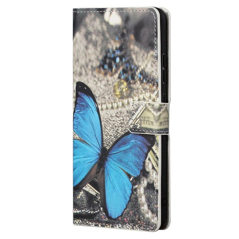 Folio-hoesje iPhone 13 Pro Max Telefoonhoesje Blauwe Vlinder