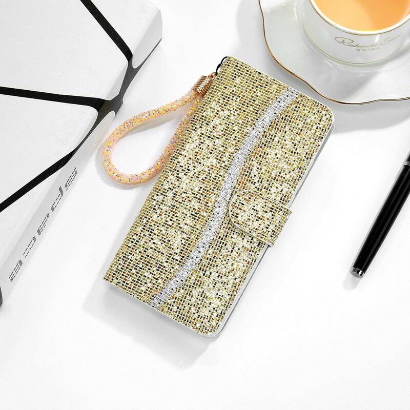 Folio-hoesje iPhone 13 Pro Max Telefoonhoesje Glitter S-ontwerp