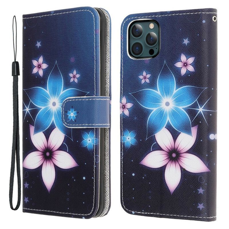 Folio-hoesje iPhone 13 Pro Max Telefoonhoesje Lunar Strappy Flowers