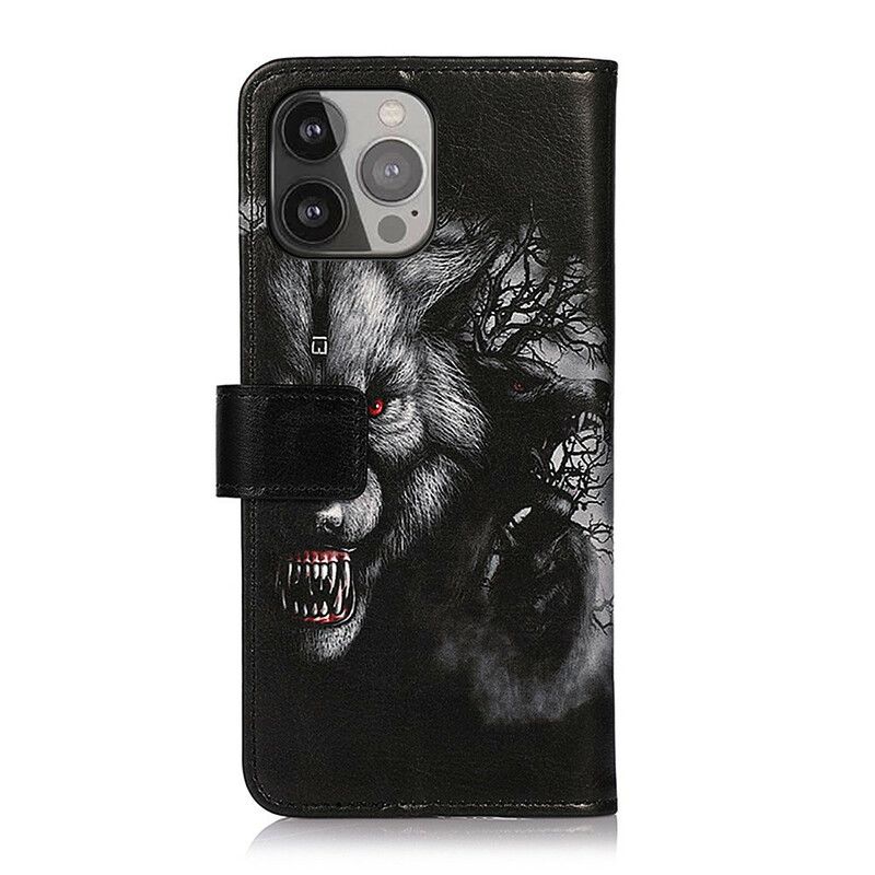 Folio-hoesje iPhone 13 Pro Max Telefoonhoesje Weerwolf