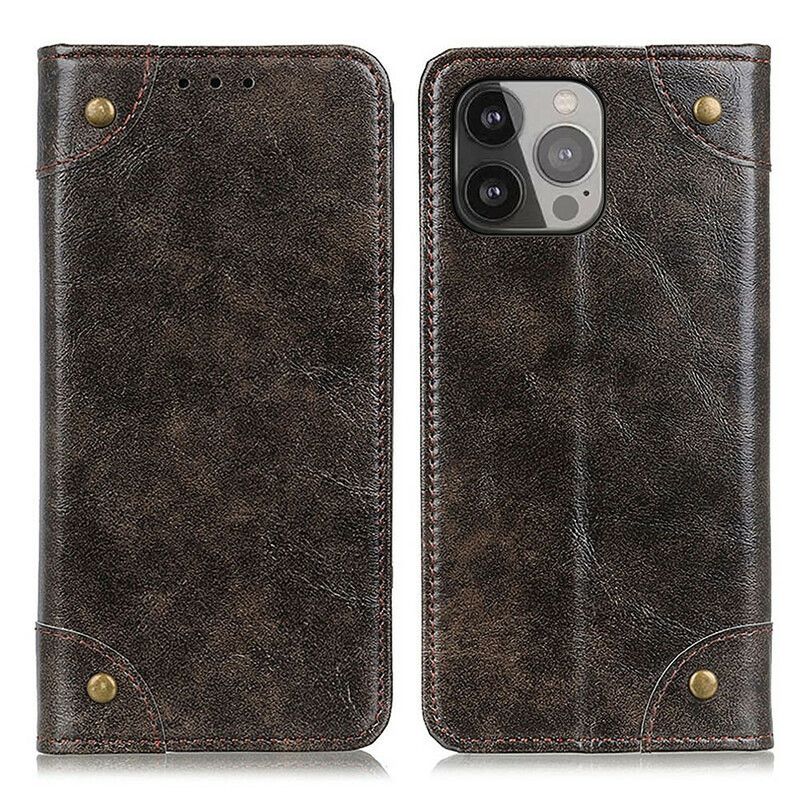 Folio-hoesje iPhone 13 Pro Max Vintage Klinknagels