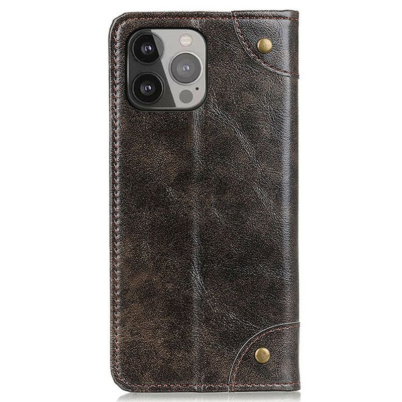 Folio-hoesje iPhone 13 Pro Max Vintage Klinknagels