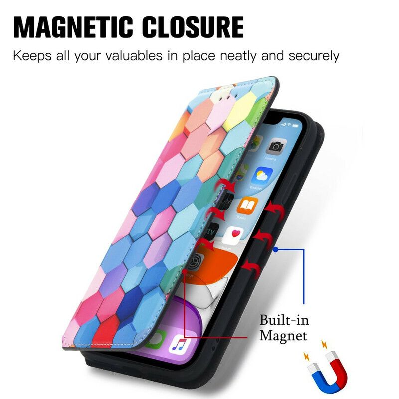 Folio-hoesje Voor iPhone 13 Pro Max Verrassend Kleurrijk Patroon