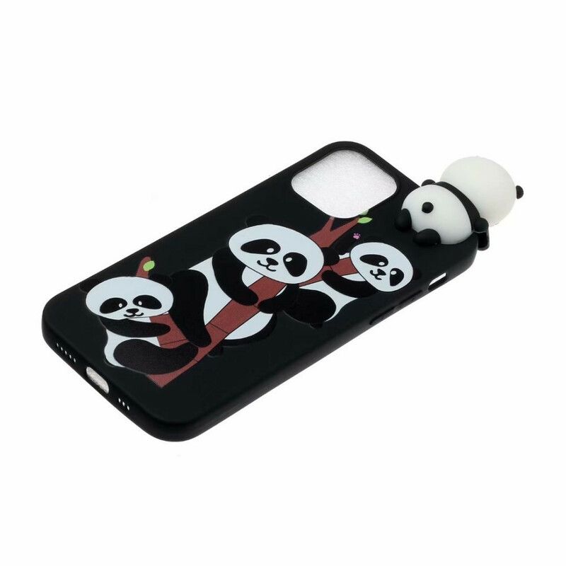 Hoesje iPhone 13 Pro Max 3d Panda's Op Bamboe Bescherming Hoesje