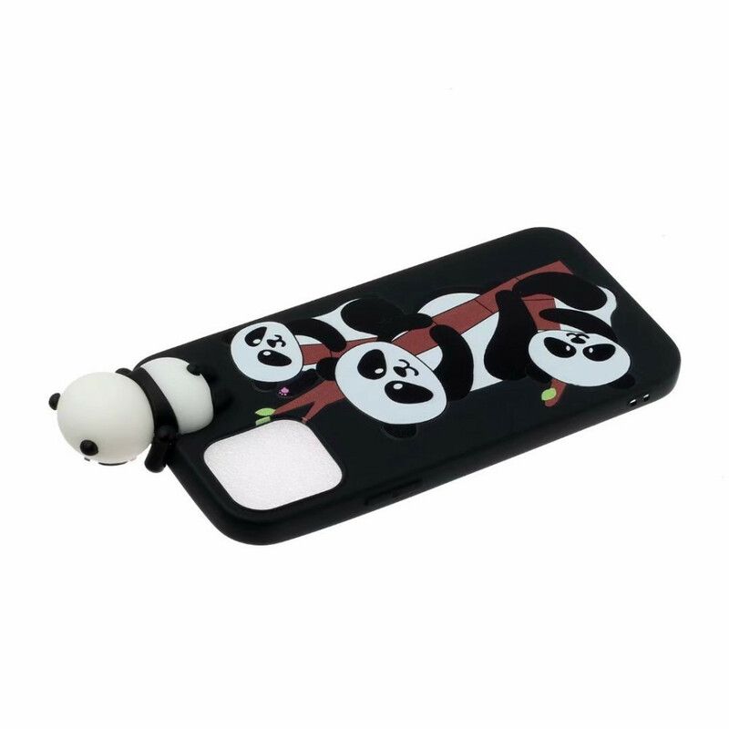 Hoesje iPhone 13 Pro Max 3d Panda's Op Bamboe Bescherming Hoesje