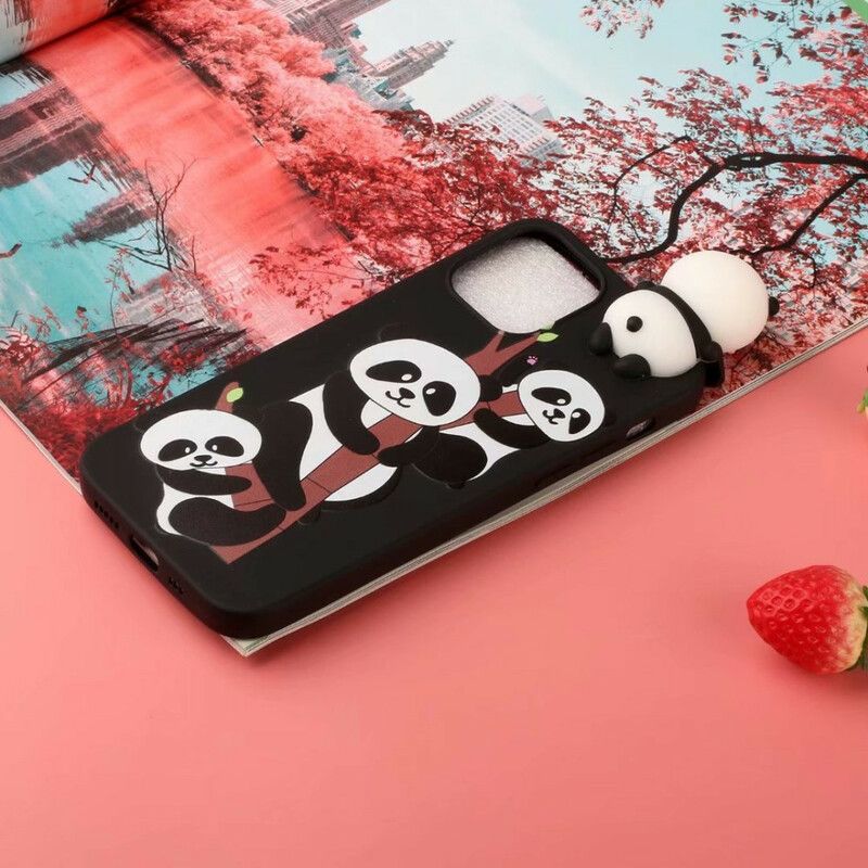 Hoesje iPhone 13 Pro Max 3d Panda's Op Bamboe Bescherming Hoesje