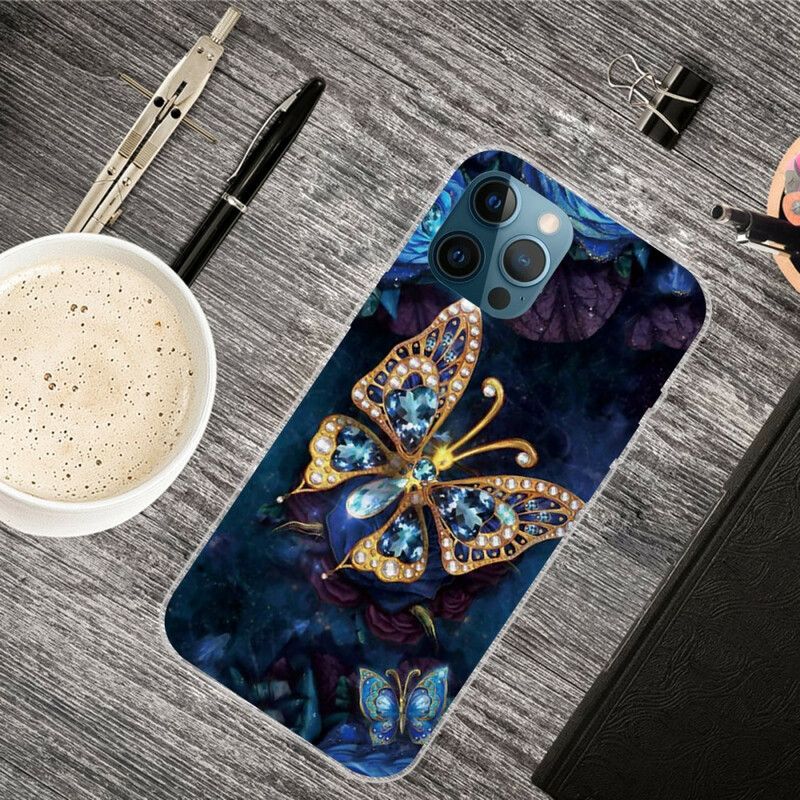 Hoesje iPhone 13 Pro Max Blauwe Vlinders Bescherming Hoesje