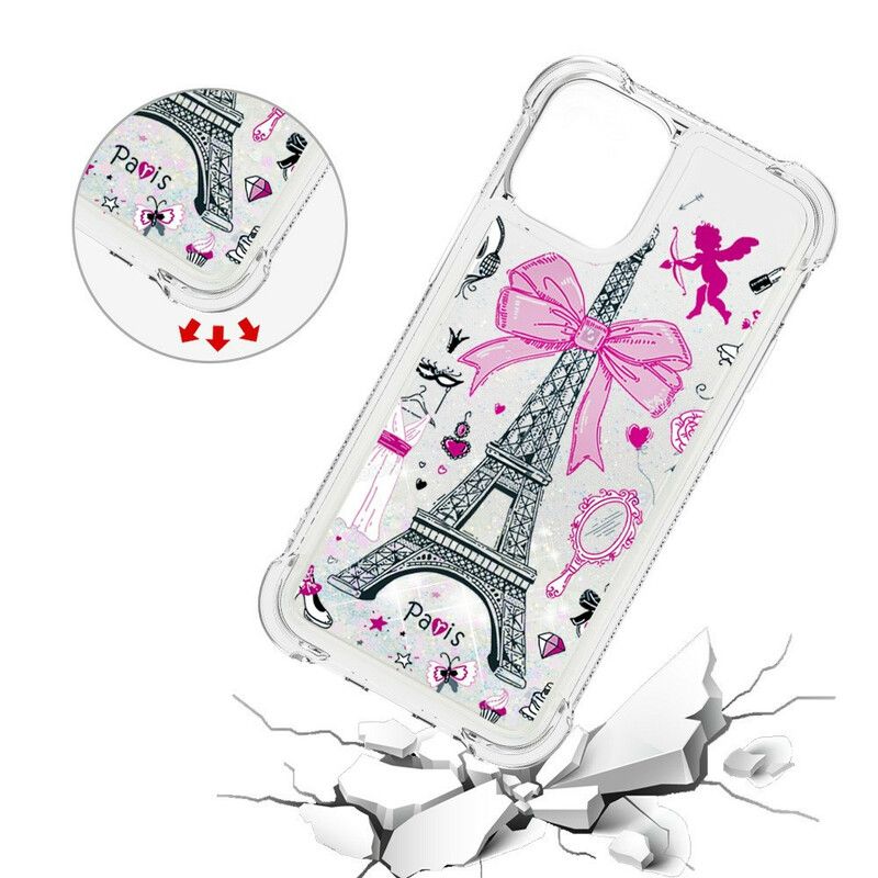 Hoesje iPhone 13 Pro Max De Eiffeltoren Pailletten