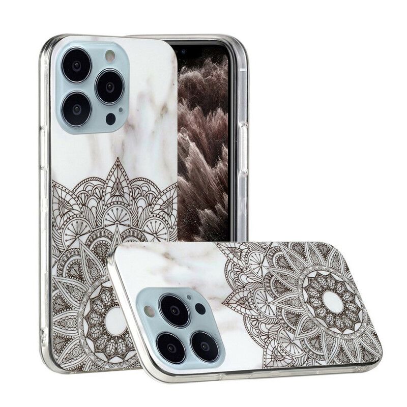 Hoesje iPhone 13 Pro Max Gemarmerde Mandala