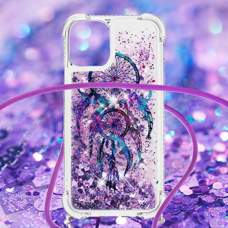 Hoesje iPhone 13 Pro Max Glitter Koord Dromenvanger Bescherming Hoesje