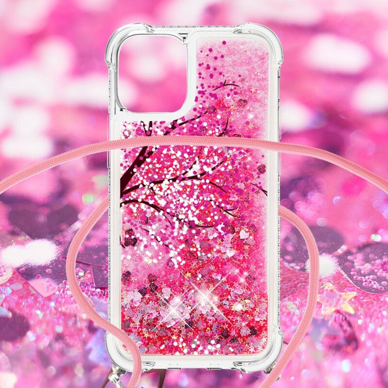 Hoesje iPhone 13 Pro Max Glitterboom Met Snoer