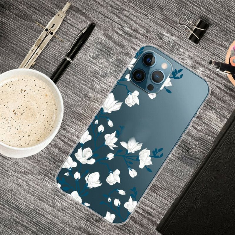 Hoesje iPhone 13 Pro Max Witte Bloemen Bescherming Hoesje