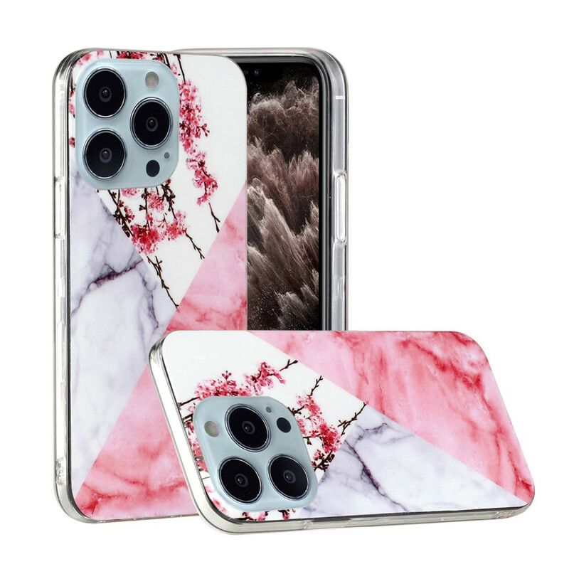 Hoesje Voor iPhone 13 Pro Max Gemarmerde Pruimenbloesems