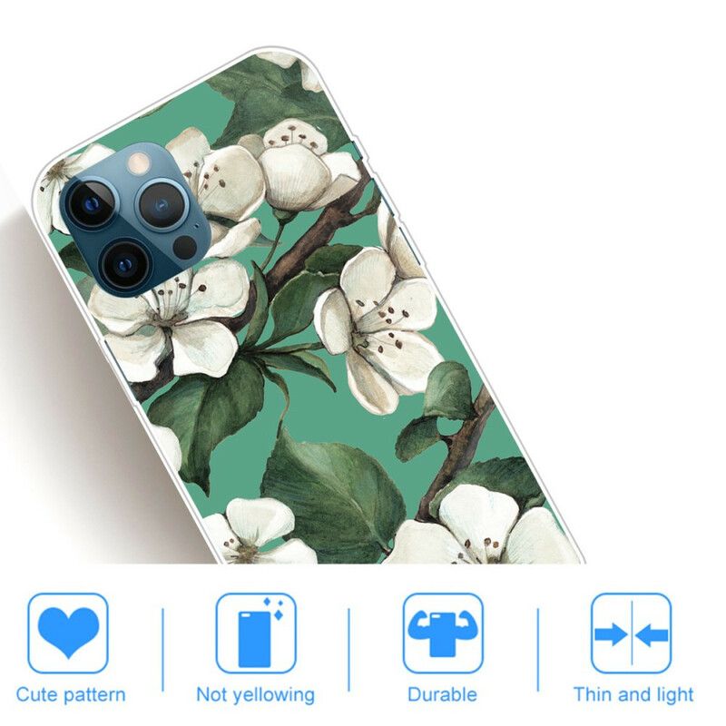 Hoesje Voor iPhone 13 Pro Max Geschilderde Witte Bloemen